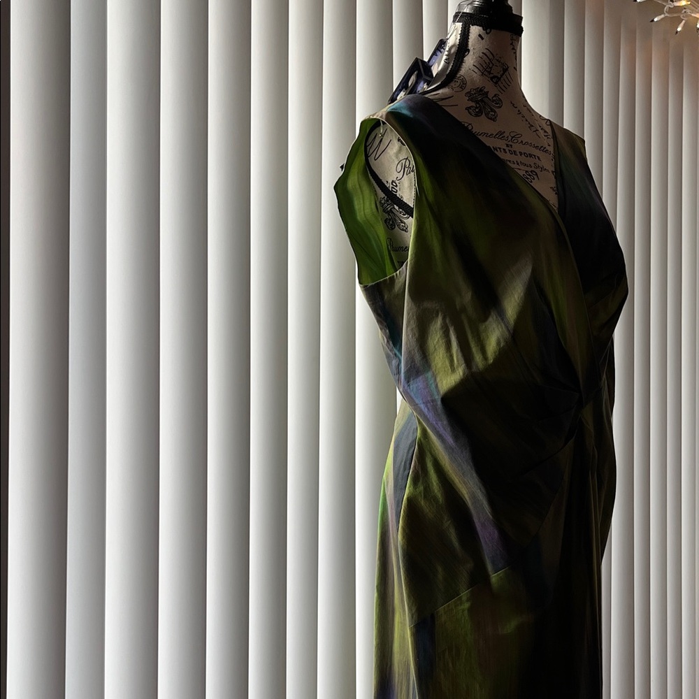 Lafayette 148 New York Green and Blue Midi Dress. Condition like new